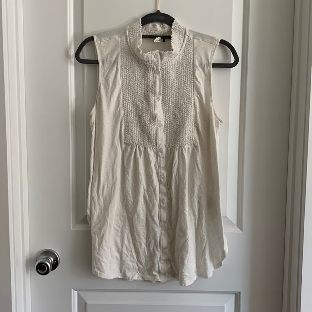 🤍 Anthropologie White Button-Up Bib Tank